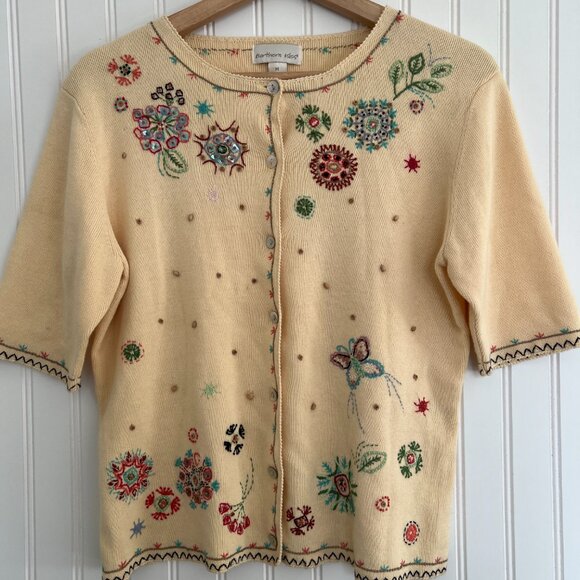Northern Isles Sweaters - Vintage‎ Women Sweater Floral Countryside Embroidery Knits Northern Isles Size M